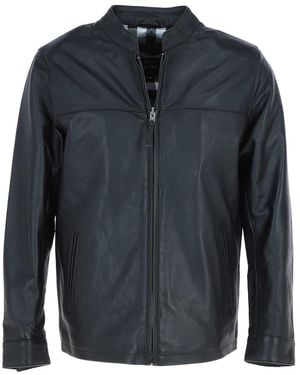 Ashwood Leather 'Cooper' Real Casual Jacket With Mandarin Collar - Blue