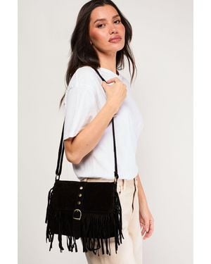 Faith Solindra Suede Stud Detail Tassel Cross Body Bag - White
