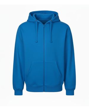 VR2 Denim Zip Up Hoodie Casual Fleece Jacket - Blue