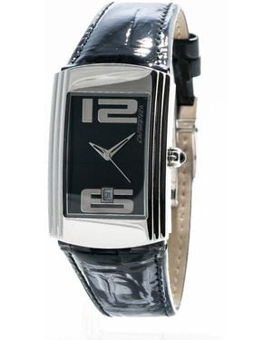 Chronotech Black Leather Watch - Multicolour