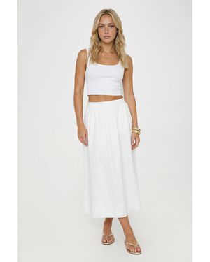 Boohoo Linen Look Volume Midaxi Skirt - White