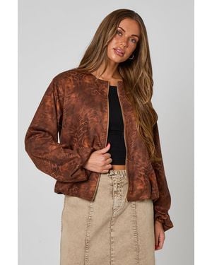 Urban Bliss Animal Suede Bubble Hem Jacket - Brown