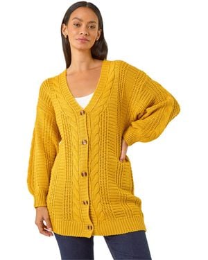 D.u.s.k Cable Knit Oversized Cardigan - Yellow