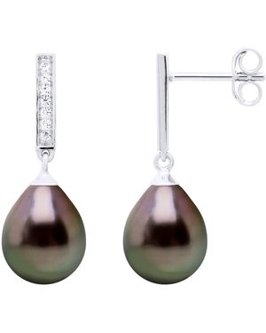 Ateliers Saint Germain Earrings Real Cultured Tahiti Pearls Pear 8-9 Mm - Brown