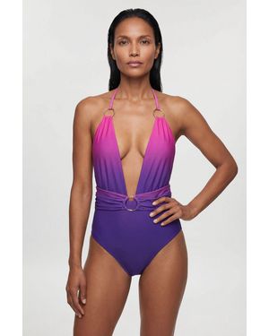 Karen Millen Ombre Plunge Swimsuit - Purple