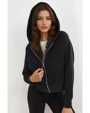 Hiccup Relaxed Fit Zippered Hoodie - Black