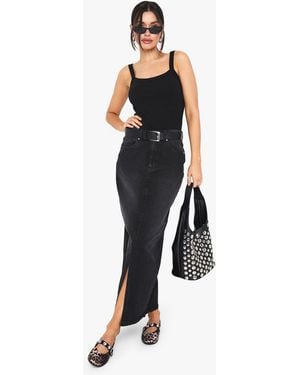 Boohoo Tall Denim Midaxi Skirt - Blue