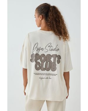 DSGN Studio Sports Bubble Slogan Oversized T-Shirt - White
