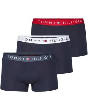 Tommy Hilfiger Underwear 3Pack Th Original Logo Waistband Trunks Soft Boxer - Blue