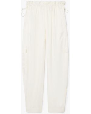 Lacoste Oversized Satin Cargo Trousers - White