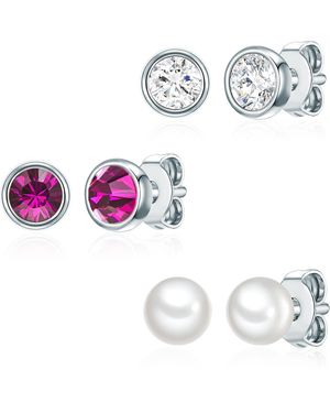 Rafaela Donata Stud Earring Sterling Freshwater Cultured Pearl Embellished With Swarovski Crystals Wh - White