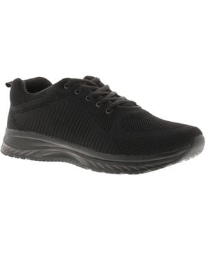 FOCUS BY SHANI Knitted Trainers Tamlin Lace Up Textile - Black