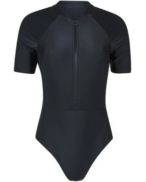 Mountain Warehouse Ladies Surfer Short-Sleeved One Piece Swimsuit - Black