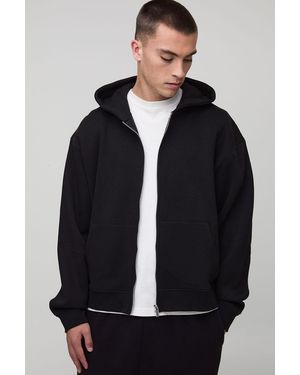 BoohooMAN Basic Oversized Boxy Zip Through Hoodie - Black