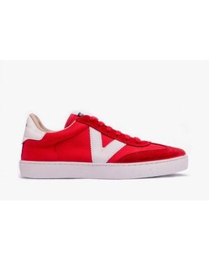 Victoria Berlin Split Leather & Nylon Trainers Rojo - Red