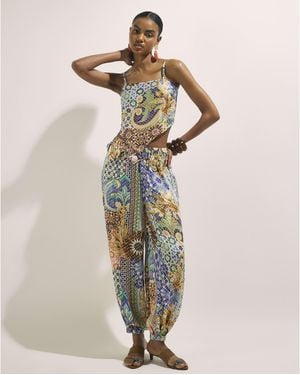 River Island Trousers Tile Print Hareem Viscose - Blue
