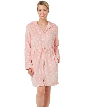 Marlon Snowflake Fleece Hooded Robe - Pink