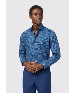 Alexandre Silver Label Long Sleeve Floral Tailored Formal Shirt - Blue