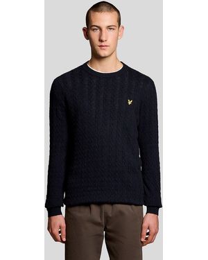 Lyle & Scott Linen Blend Long Sleeve Jumper - Blue