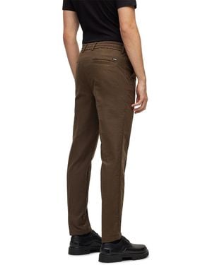 BOSS Kane Solid Patterned Straight Trousers - Brown