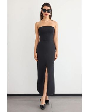 Hiccup Strapless Maxi Dress With Slit - White