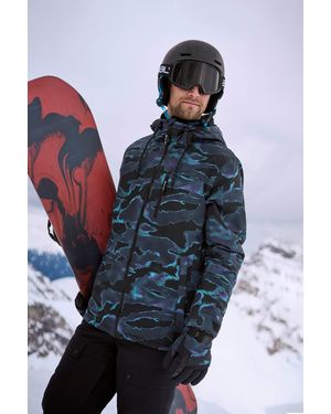 Mountain Warehouse 'Laxx' Printed Ski Jacket Waterproof Breathable Winter Coat - Blue
