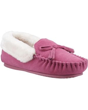 Hush Puppies Agnes Suede Slippers - Purple
