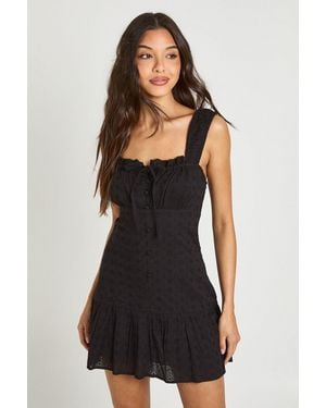 Boohoo Broderie Ruched Bust Mini Dress - Black