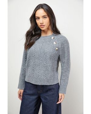 Oasis Stitchy Button Detail Crew Neck Jumper - Grey