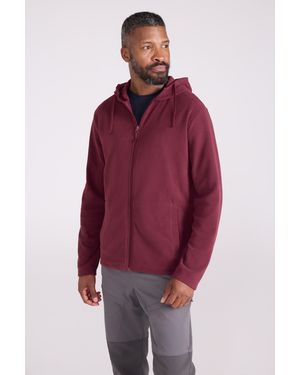 Mountain Warehouse 'Camber' Full Zip Hoodie Adjustable Hood Warm Cosy Jumper - Red