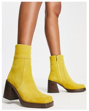 ASOS Region Suede Mid-Heel Boots - Yellow