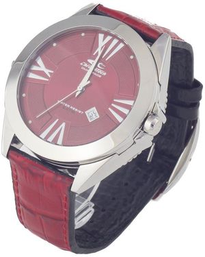 Chronotech Black Leather Watch - Pink