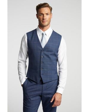 Ted Baker Brahe Checked Slim Waistcoat - Blue
