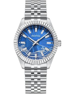 Bertha Marina Mother-Of-Pearl Bracelet Watch - Blue