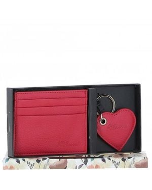 Ashwood Leather Real Card Holder & Key Ring Gift Set - Red