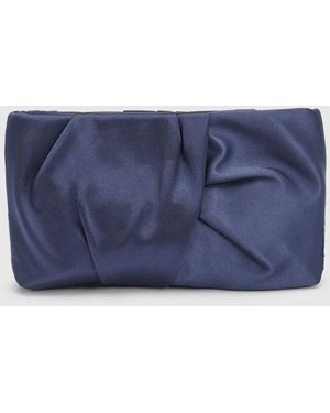 Oasis Ruched Satin Clutch Bag With Removable Shoulder Strap - Blue
