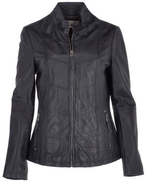 Ashwood Leather 'Isla' Real Mandarin Collared Jacket - Black
