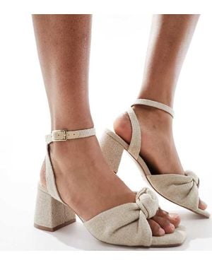 ASOS Wide Fit Hansel Knotted Mid Heeled Sandals - Brown