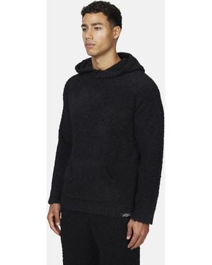 Good For Nothing Relaxed Boucle Knitted Pullover Hoodie - Blue