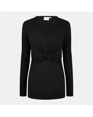 Mama.licious Slim Fit Long Sleeve Crew Neck Blouse - Black