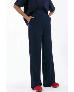 Hiccup Stretch Palazzo Broek Met Klittenbandsluiting - Blauw