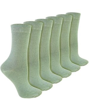 Sock Snob Ladies 6 Pack Bamboo & Merino Wool Blend Socks - Green