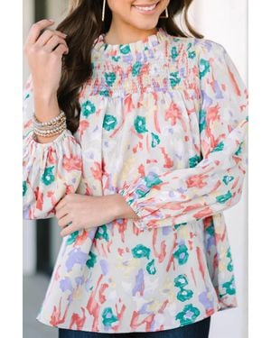 Everyday the Label Floral Print Smocked Top - Blue