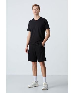TOMMY LIFE Regular Fit Jersey Shorts - Black
