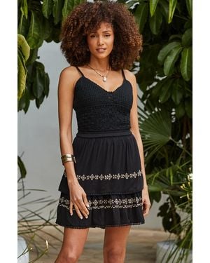 Sosandar Tiered Hem Ruffle Skirt - Black