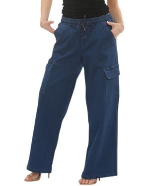 MYT Elasticated Waist Wide Leg Cargo Pocket Jeans - Blue