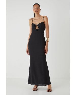 MissPap Linen Look Tie Bust Maxi Dress - Black