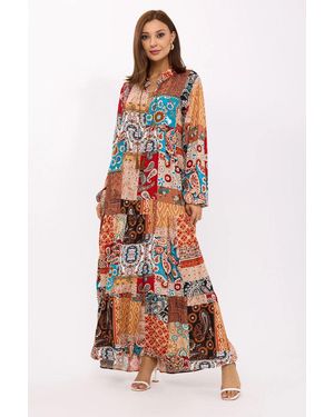 Hiccup Abstract Tie-Front Maxi Tunic Dress - Red