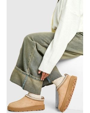 Boohoo Embroidered Cosy Mules - Natural