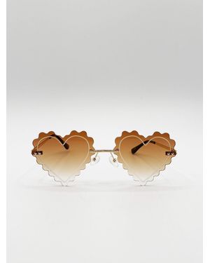 SVNX Scallop Heart Sunglasses - White